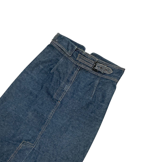YVES SAINT LAURENT RIVE GAUCHE BUCKLED DENIM SKIRT