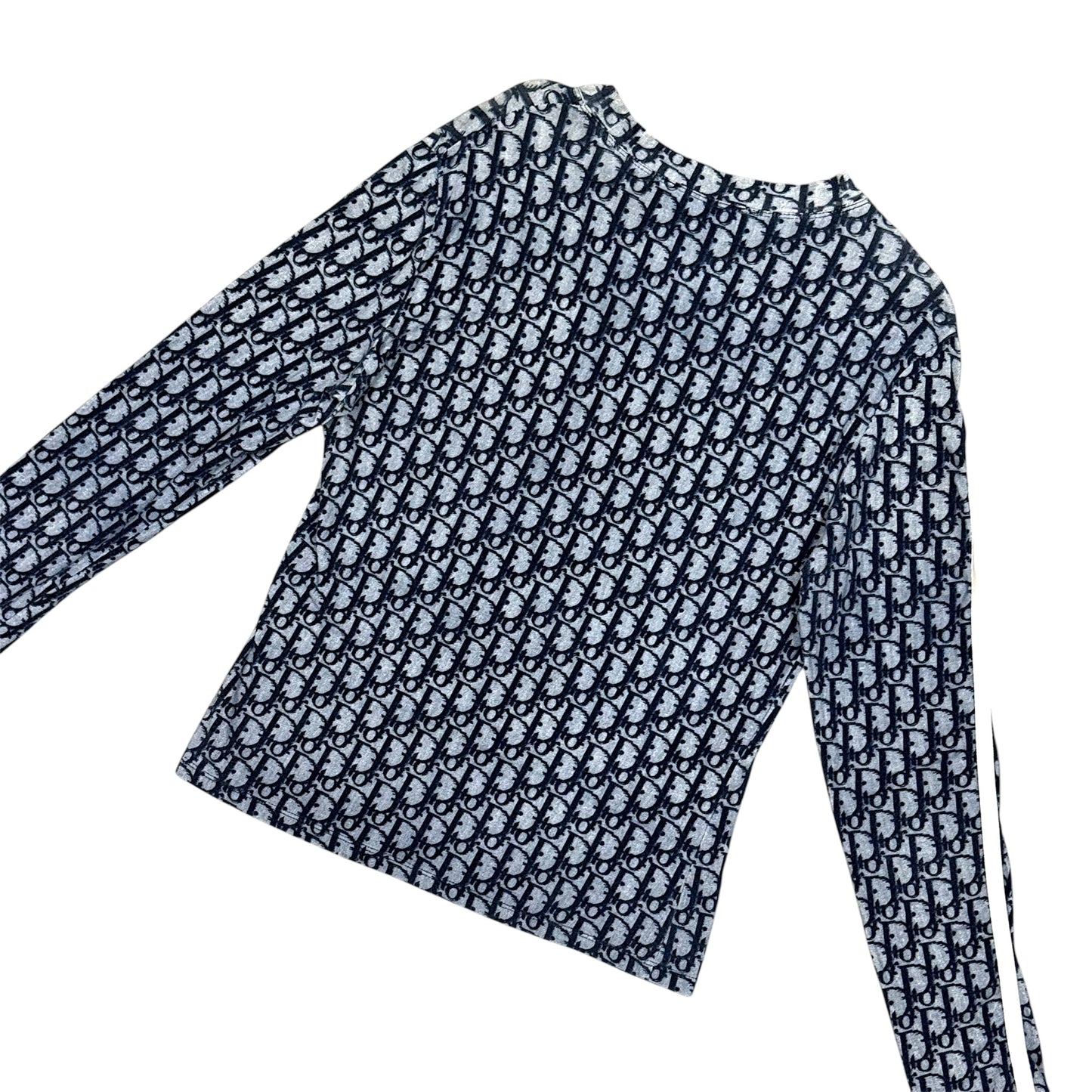 CHRISTIAN DIOR NAVY TROTTER MONOGRAM LONG SLEEVE TOP
