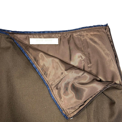 MIU MIU BROWN SILK PLEATED SKIRT