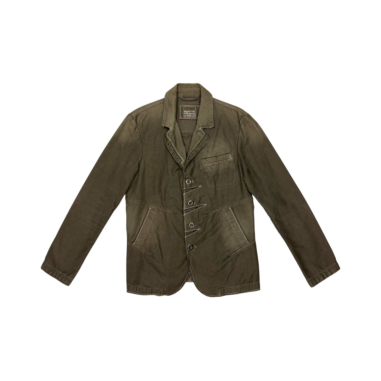 MARITHE FRANCOIS GIRBAUD WASHED KHAKI BLAZER