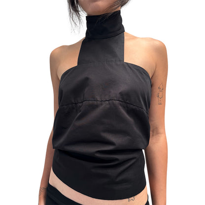 YVES SAINT LAURENT 2011 BLACK HIGH NECK HALTER TOP
