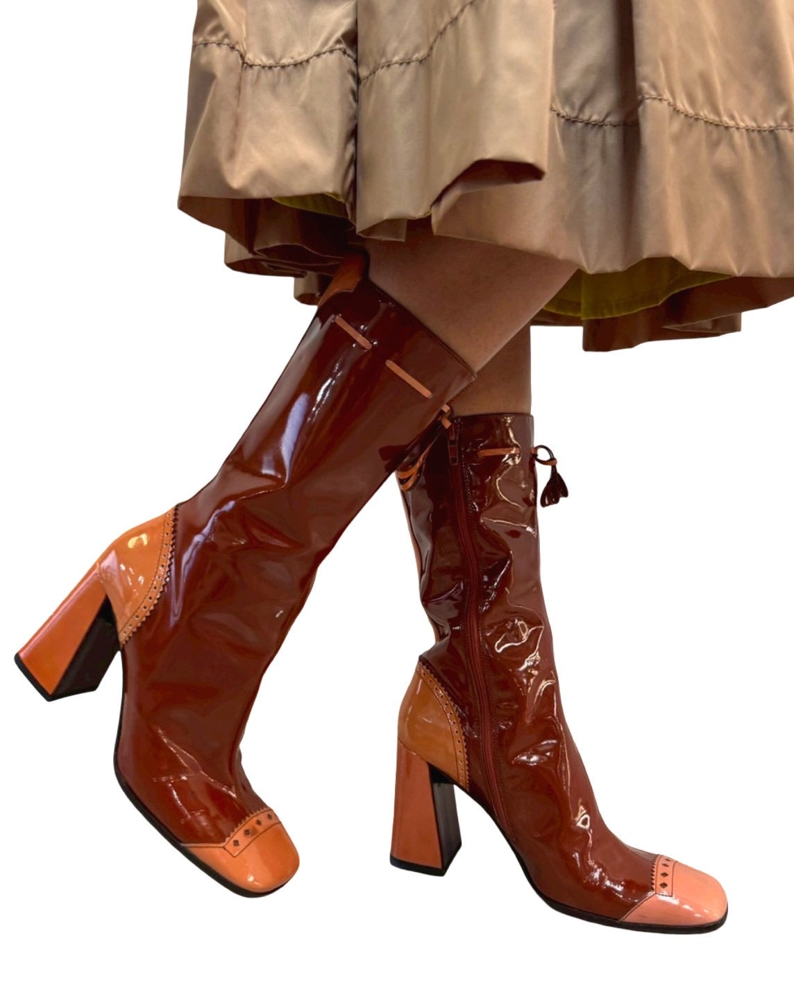 PRADA FW1999 ORANGE PATENT BOOTS