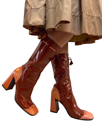 PRADA FW1999 ORANGE PATENT BOOTS