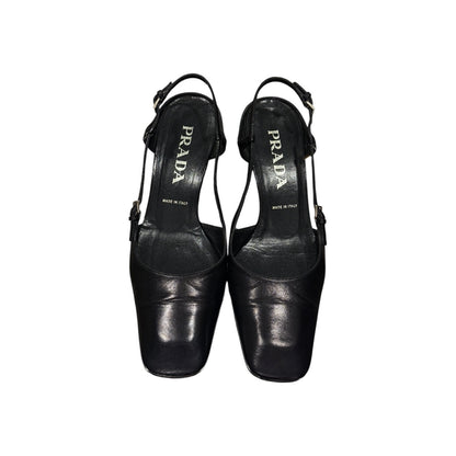 PRADA BLACK LEATHER MULES