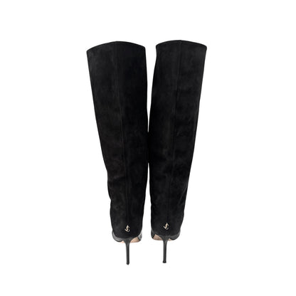 JIMMY CHOO BLACK SUEDE LEATHER KNEE-HIGH BOOTS