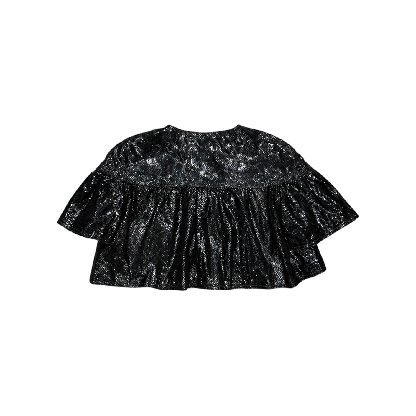 MOSCHINO RUFFLED SNAKE-PRINT LEATHER CROPPED BOLERO JACKET