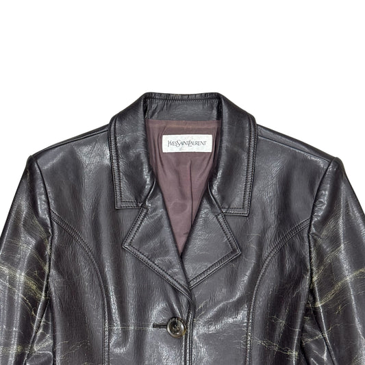 YVES SAINT LAURENT BROWN LEATHER JACKET
