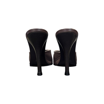 GUCCI BROWN OPEN TOES HEELS