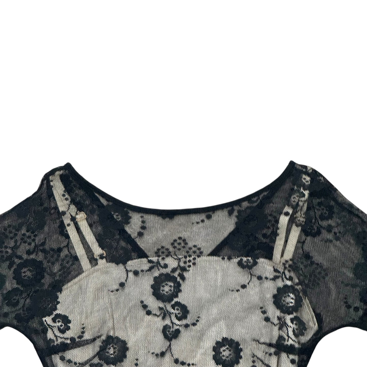 DOLCE & GABBANA SHEER FLORAL LACE OVERLAY DRESS