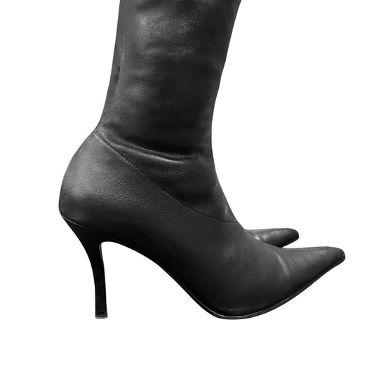 DIESEL POINTED BLACK LEATHER BOOTS