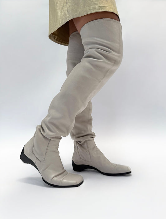 PRADA LEATHER HIGH KNEE BOOTS