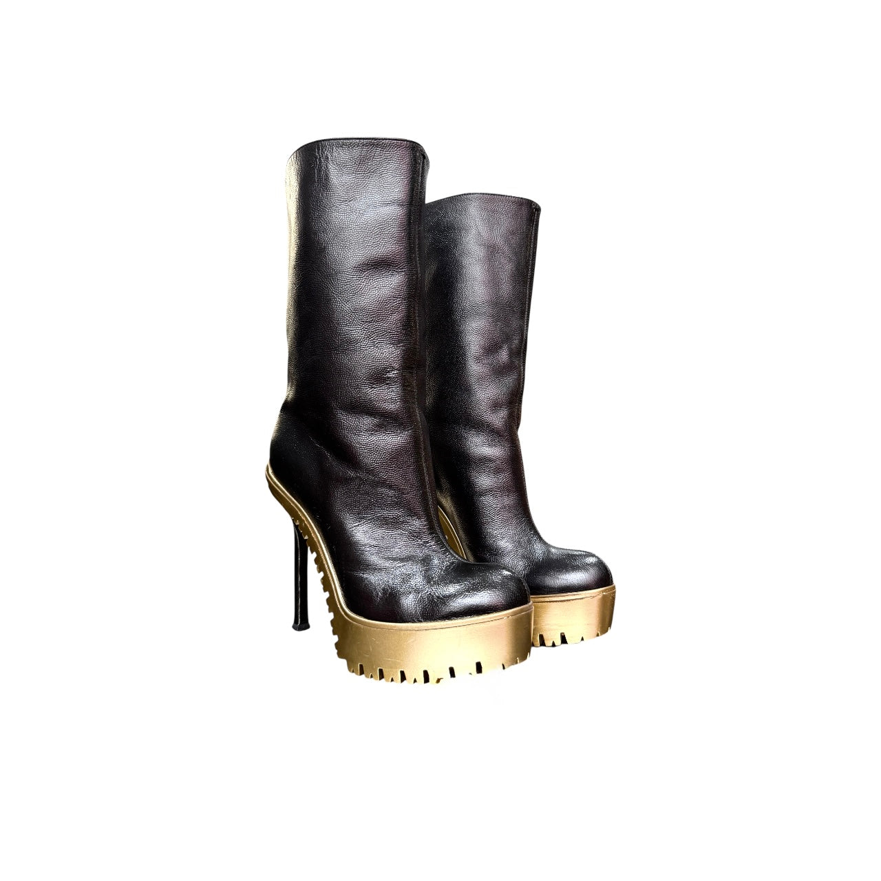 YVES SAINT LAURENT BLACK LEATHER BOOTS