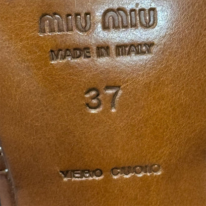 MIU MIU WOVEN BROWN SLINGBACK HEELS