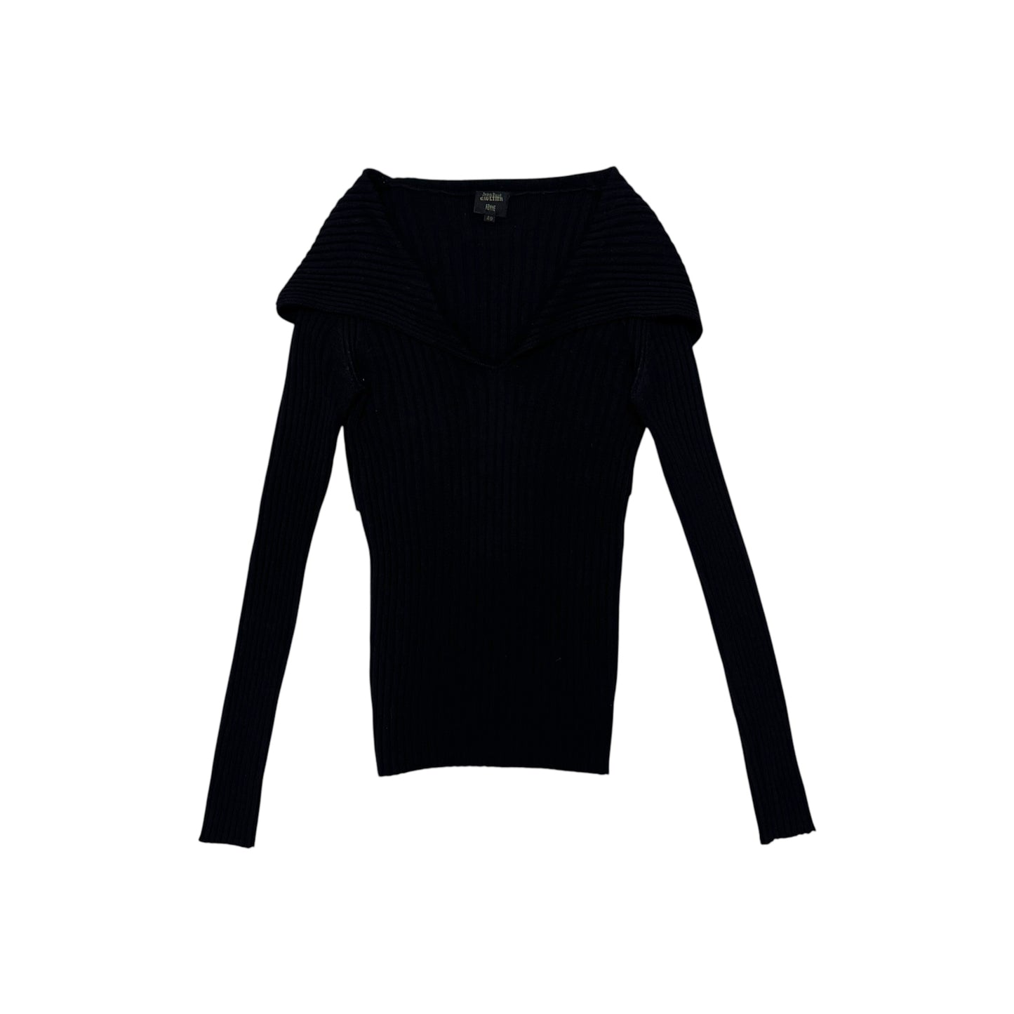 JEAN PAUL GAULTIER RIBBED OFF SHOULDER CARDIGAN TOP