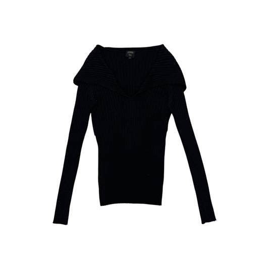 JEAN PAUL GAULTIER RIBBED OFF SHOULDER CARDIGAN TOP