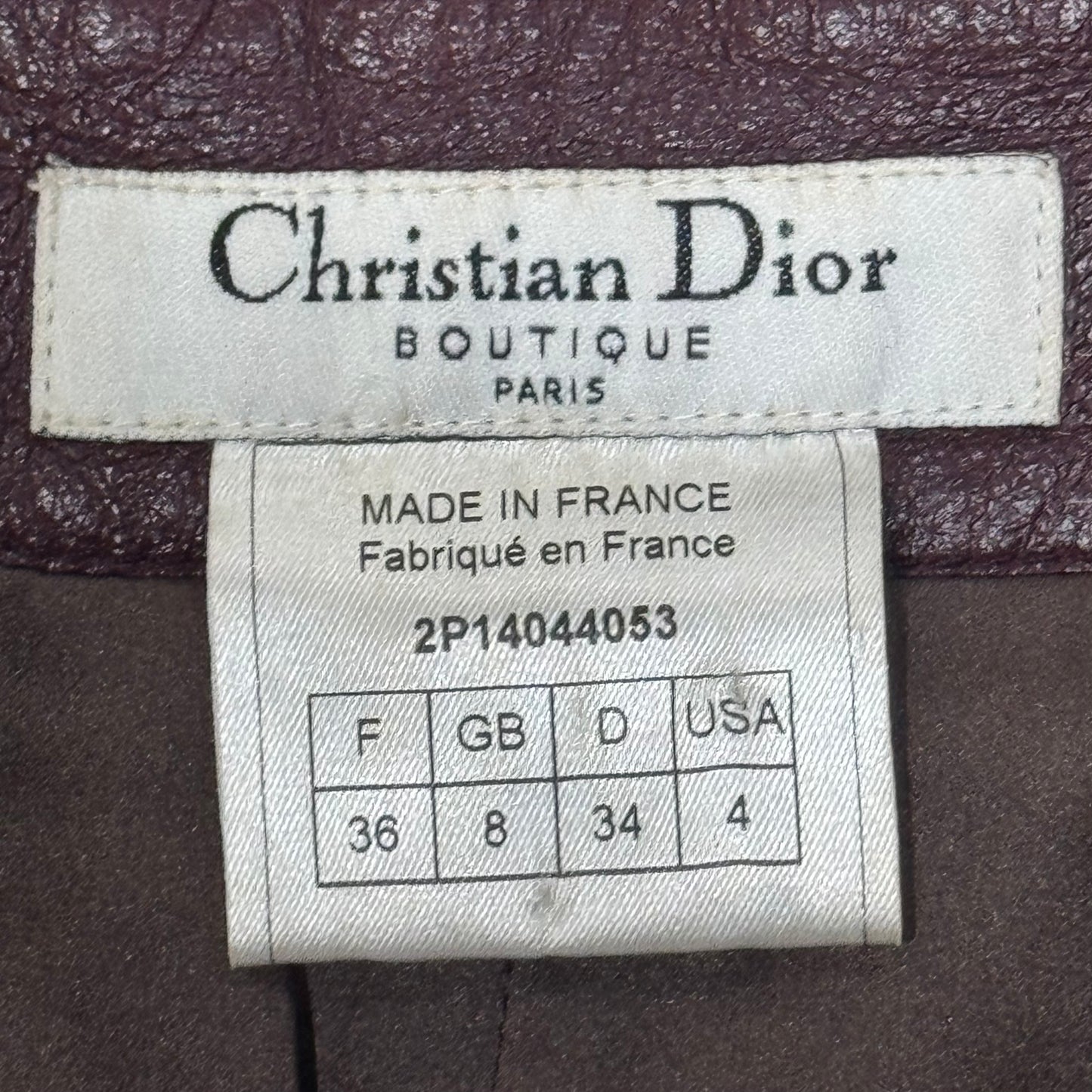CHRISTIAN DIOR BURGUNDY LEATHER PANTS