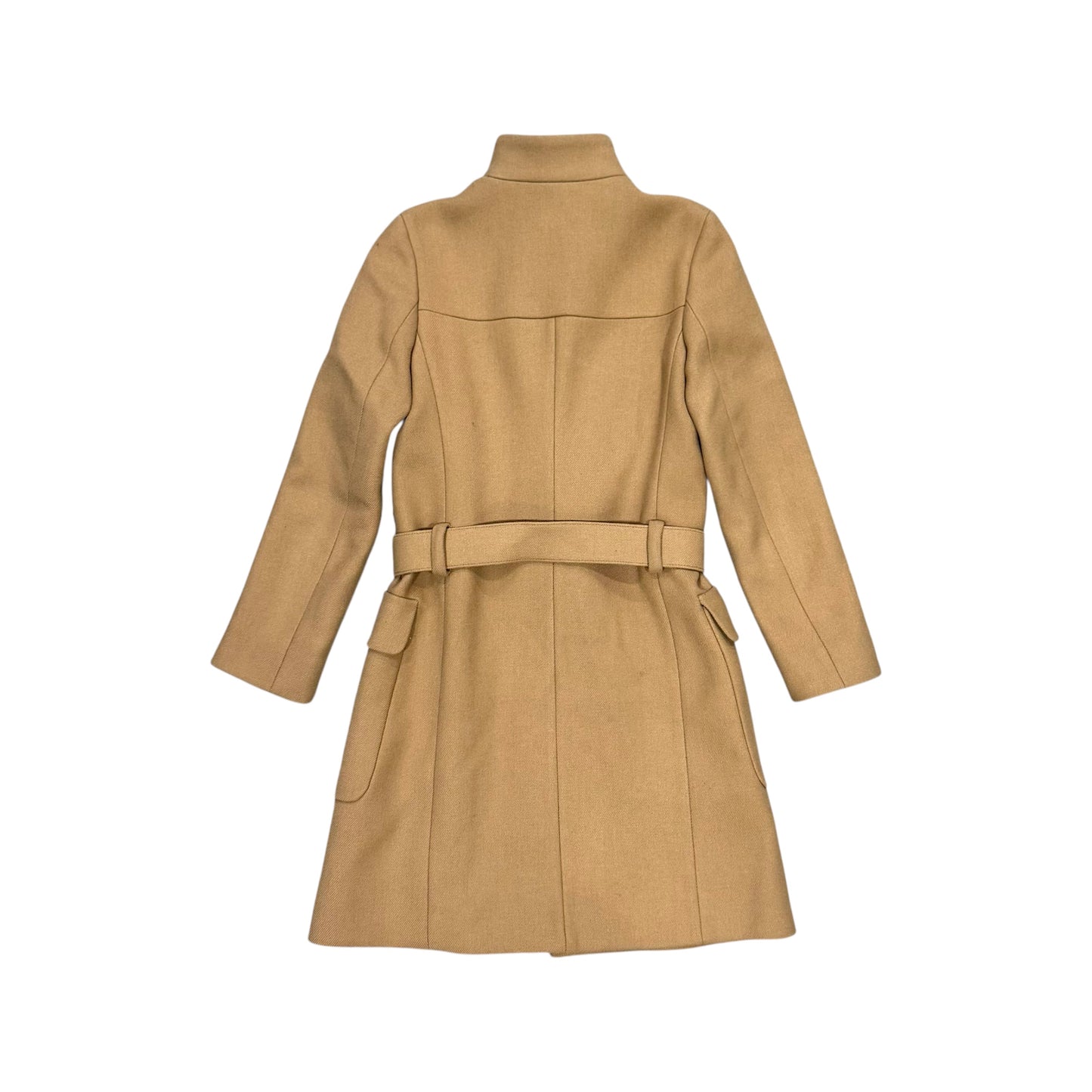 PRADA TAN WOOL BUCKLED COAT