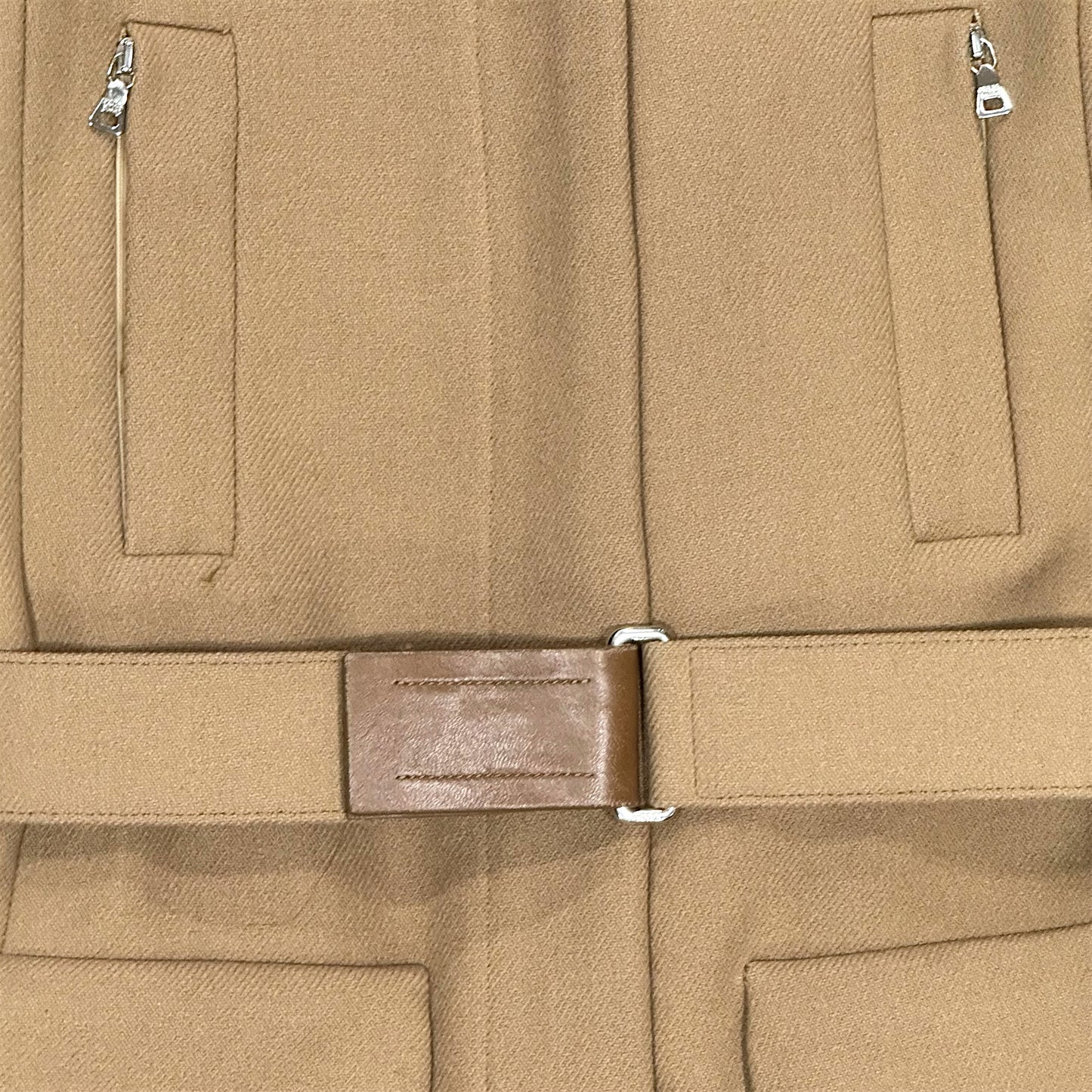 PRADA TAN WOOL BUCKLED COAT