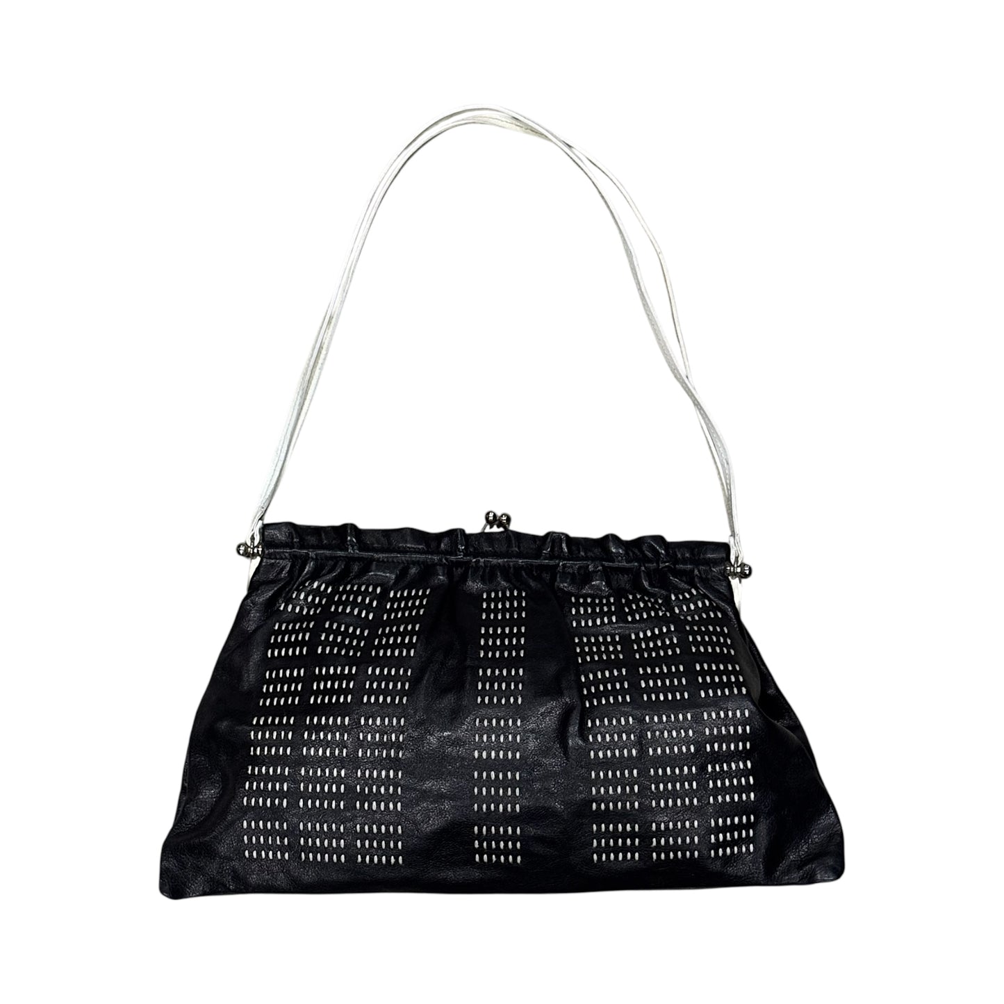 MIU MIU2000S BLACK&WHITE STITCHES SHOULDER BAG
