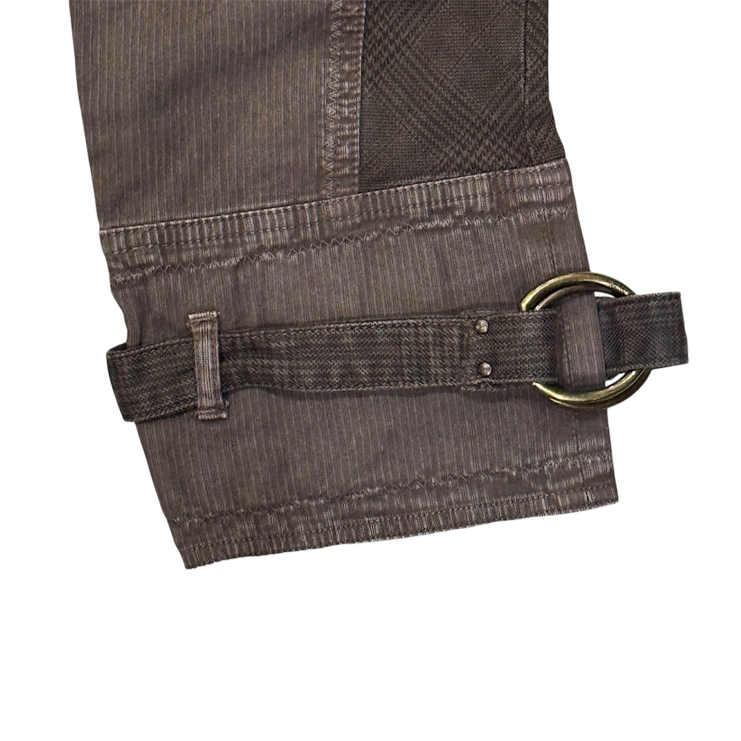 JUST CAVALLI BROWN VELVET DOUBLE WAIST PANELED CAPRIS