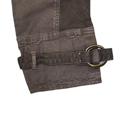 JUST CAVALLI BROWN VELVET DOUBLE WAIST PANELED CAPRIS