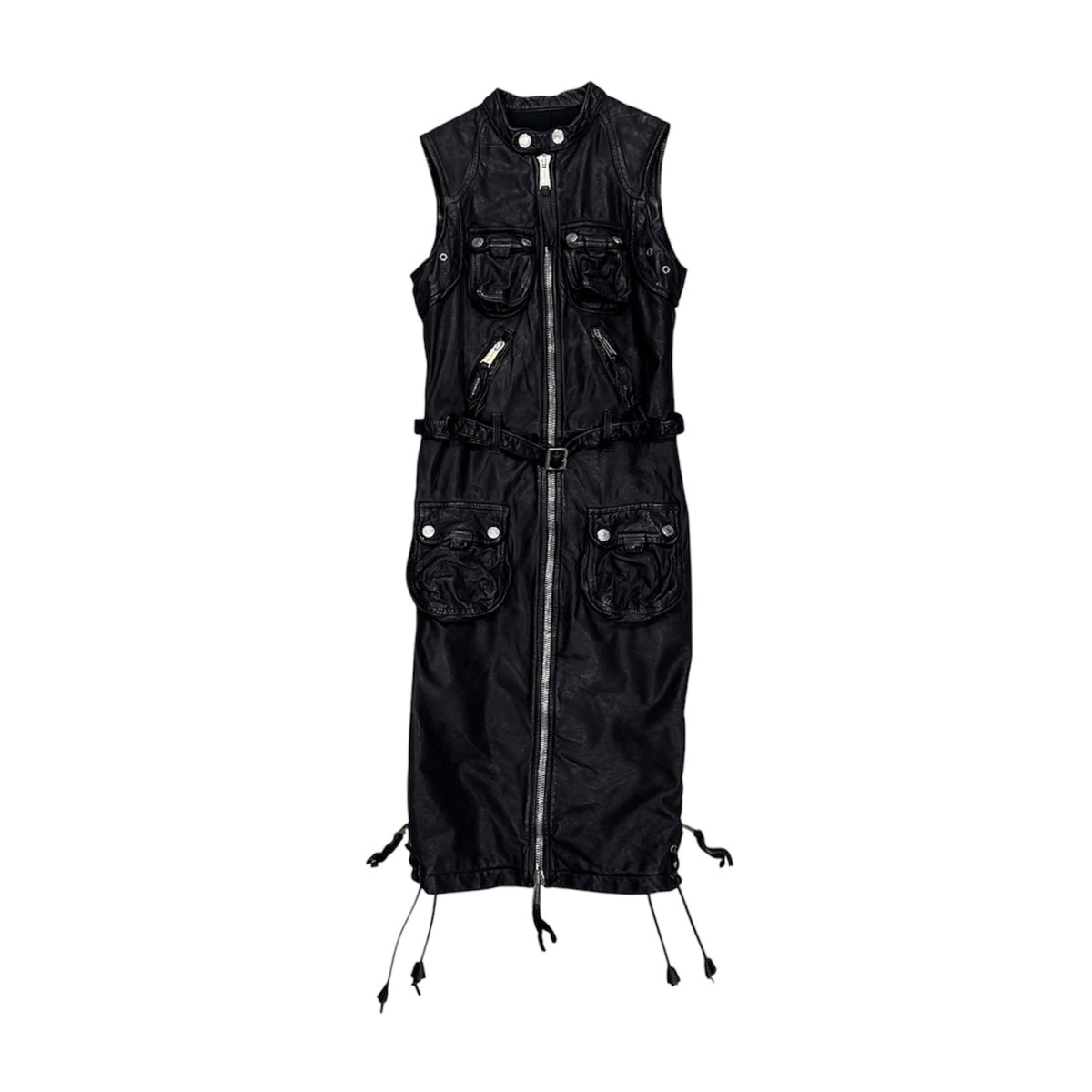 DSQUARED2 BLACK UTILITY LEATHER DRESS