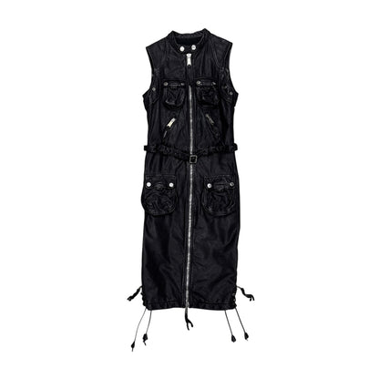DSQUARED2 BLACK UTILITY LEATHER DRESS