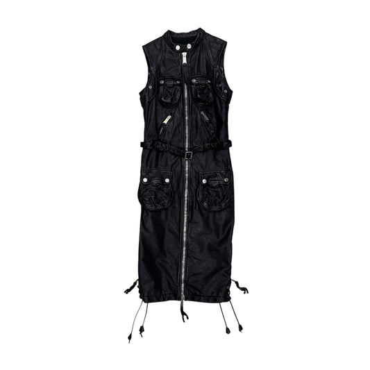 DSQUARED2 BLACK UTILITY LEATHER DRESS