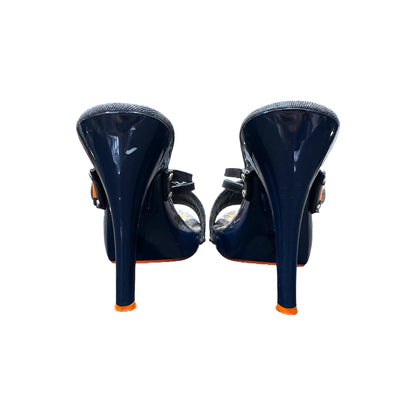 CHRISTIAN DIOR BY JOHN GALLIANO FLIGHT MONOGRAM WEDGES MULES
