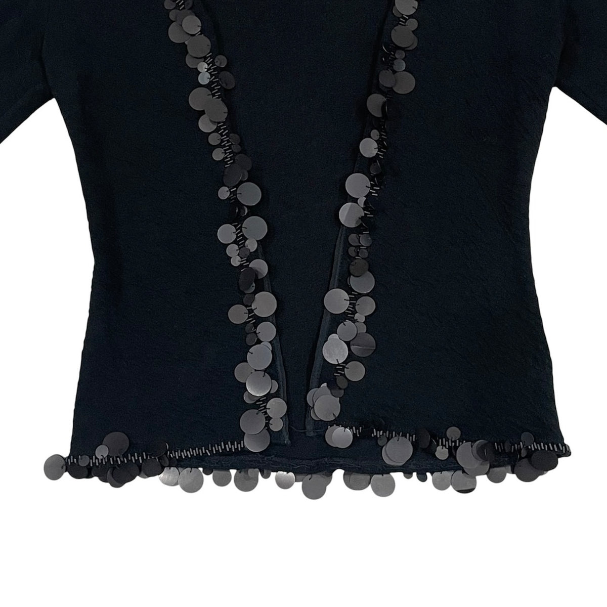 JEAN PAUL GAULTIER BLACK KNIT SEQUINS EMBELLISHMENT CARDIGAN