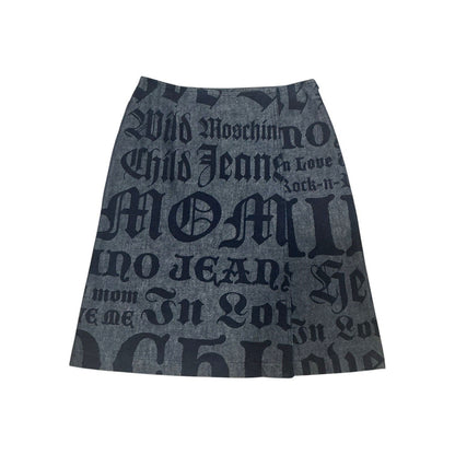 MOSCHINO DENIM MONOGRAM SKIRT