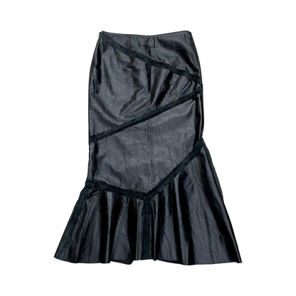 JEAN PAUL GAULTIER BLACK FLARED LEATHER SKIRT