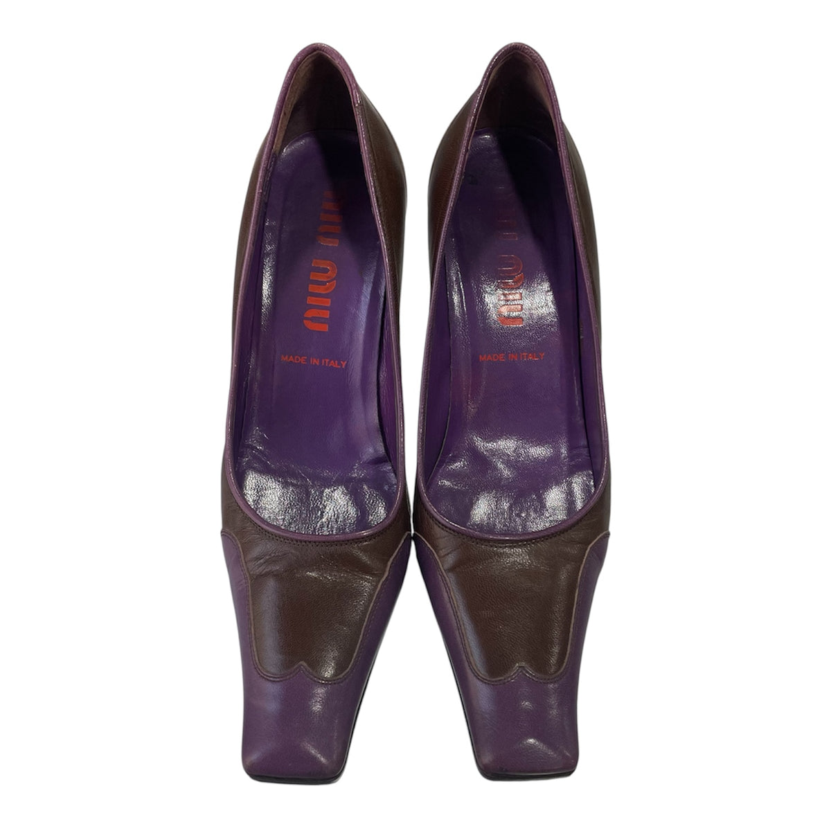 MIU MIU 90S PURPLE BROWN TWO TONE PUMPS
