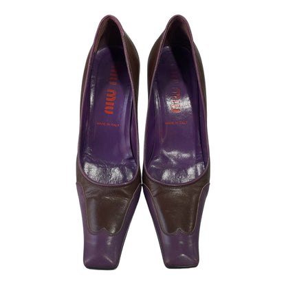 MIU MIU 90S PURPLE BROWN TWO TONE PUMPS