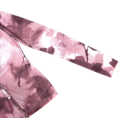 BLUMARINE PINK ROSE PRINTED CARDIGAN SET