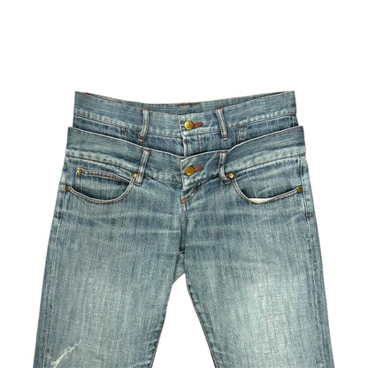 JEAN PAUL GAULTIER DOUBLE LAYERED WAISTBAND JEANS