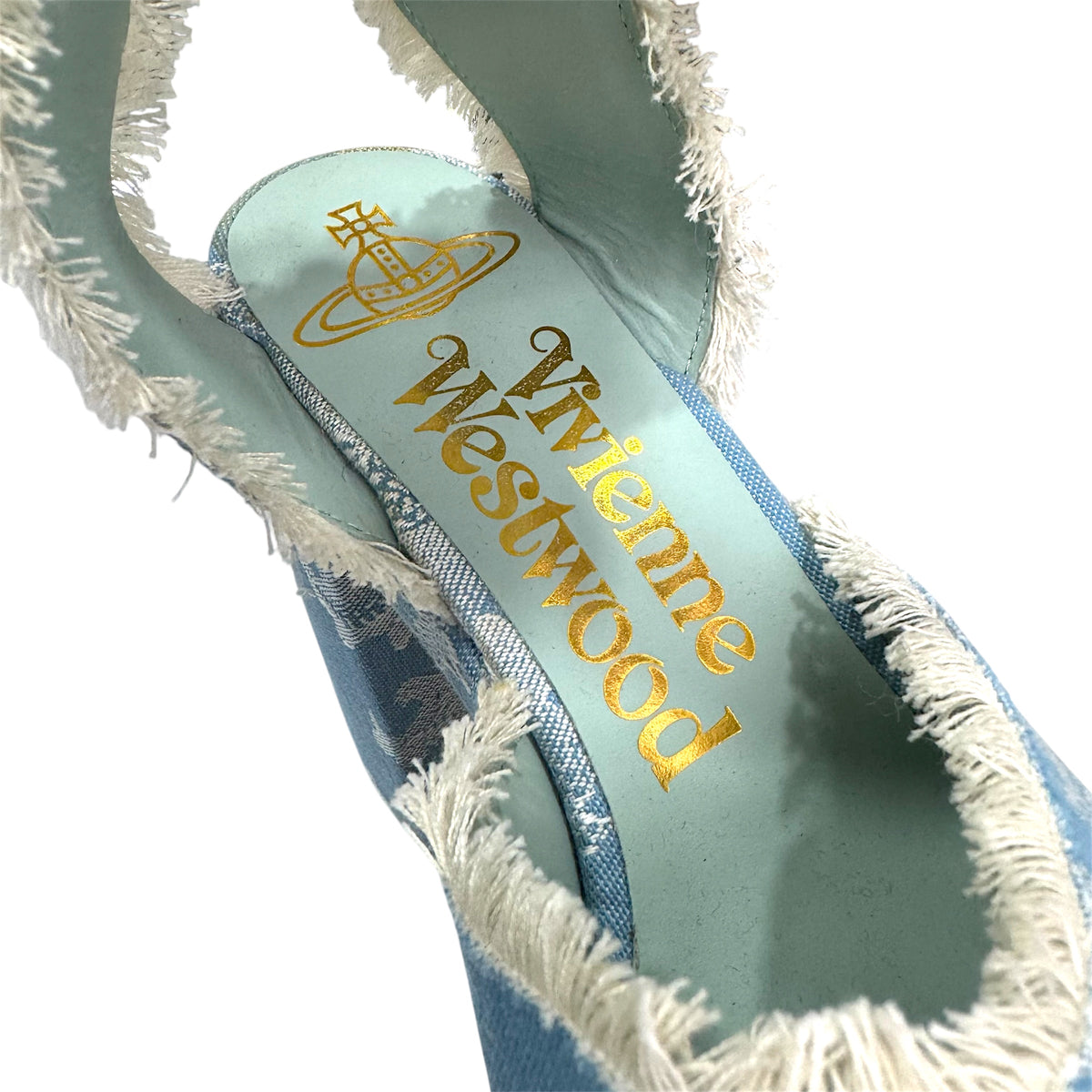 VIVIENNE WESTWOOD 24SS OLDE LONDON JACQUARD DENIM PLATFORM HEELS