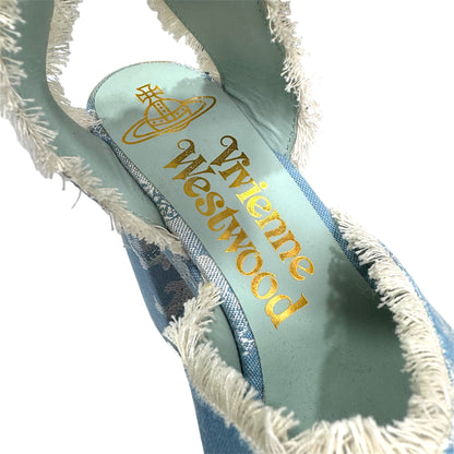 VIVIENNE WESTWOOD 24SS OLDE LONDON JACQUARD DENIM PLATFORM HEELS