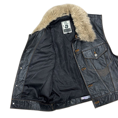 GAULTIER JEAN’S DARK BROWN LEATHER FUR VEST