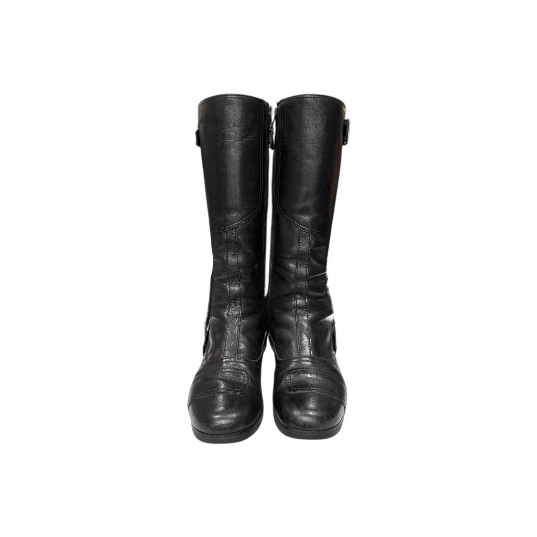 MIUMIU 00S BLACK BUCKLE BIKER BOOTS