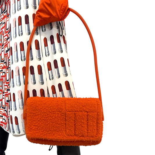 MIU MIU FW1999 ORANGE WOOL RUBBER SHOULDER BAG