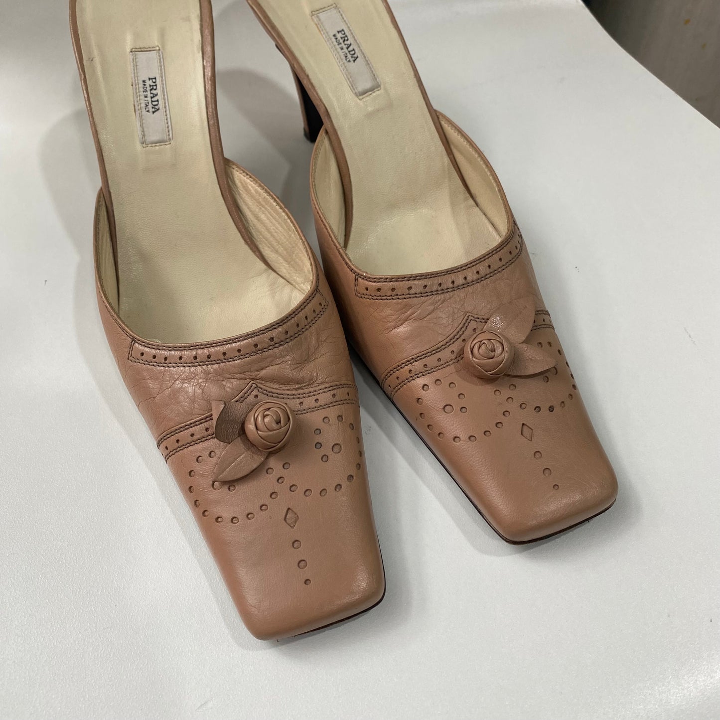 prada nude pink heels