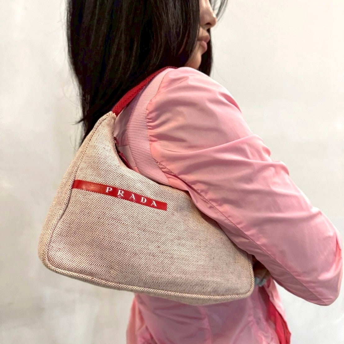 P R A D A SPORT RED HOBO BAG