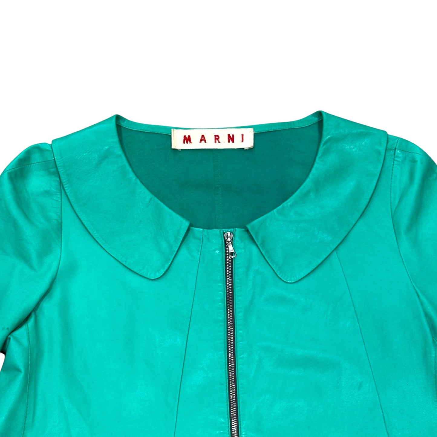 MARNI TURQUOISE GREEN LEATHER JACKET