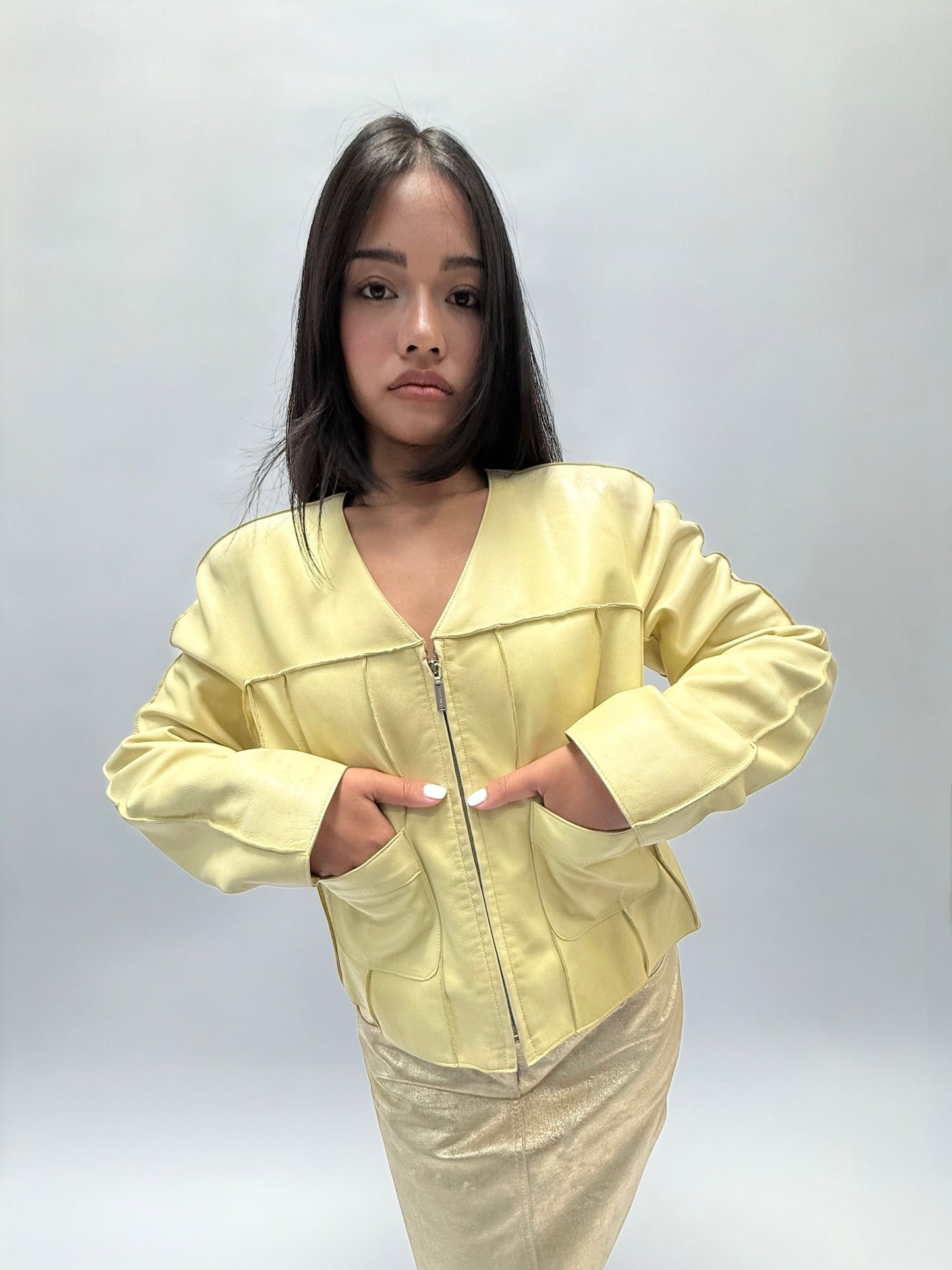 CHANEL SS1999  LIME LEATHER JACKET