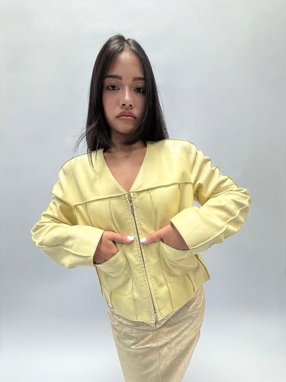 CHANEL SS1999  LIME LEATHER JACKET