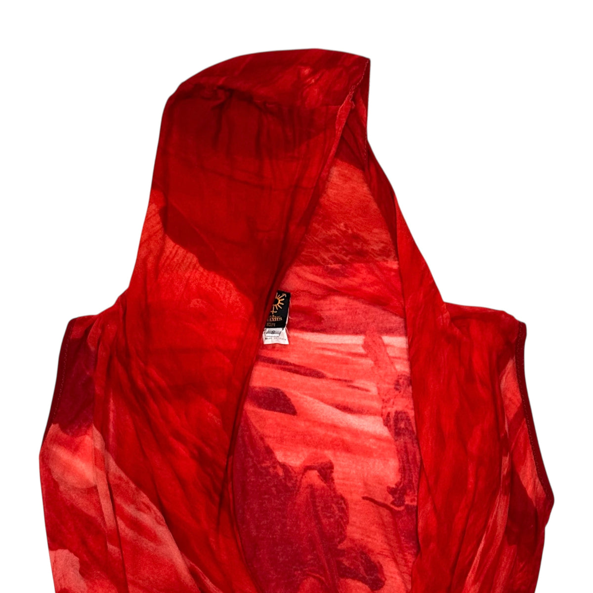 JEAN PAUL GAULTIER RED DRAPE HOODED TOP