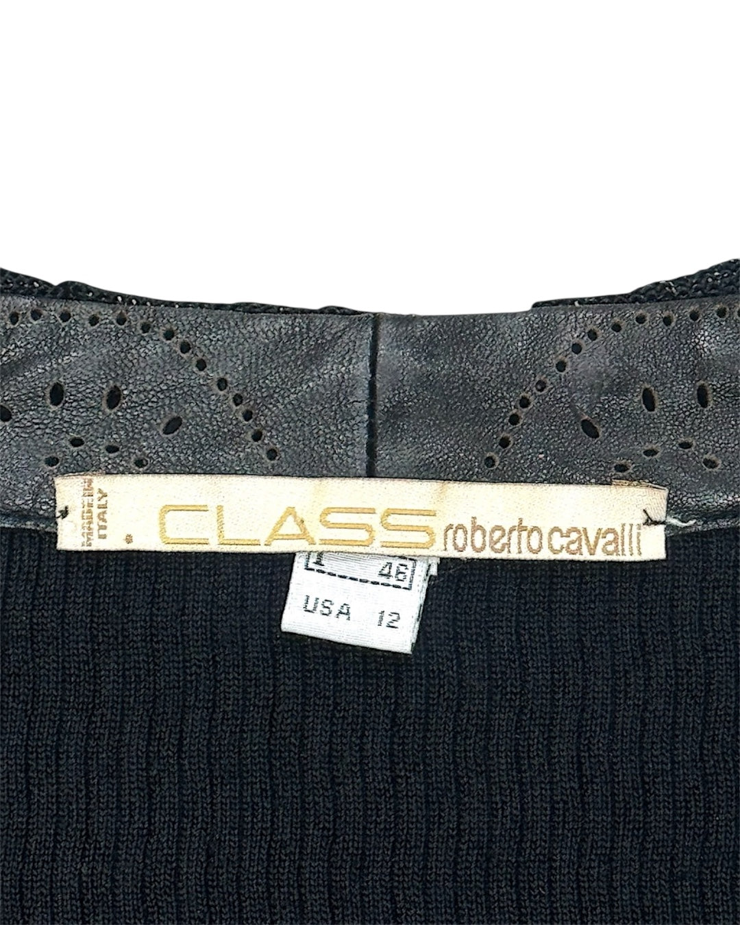 ROBERTO CAVALLI LEATHER & KNIT JACKET