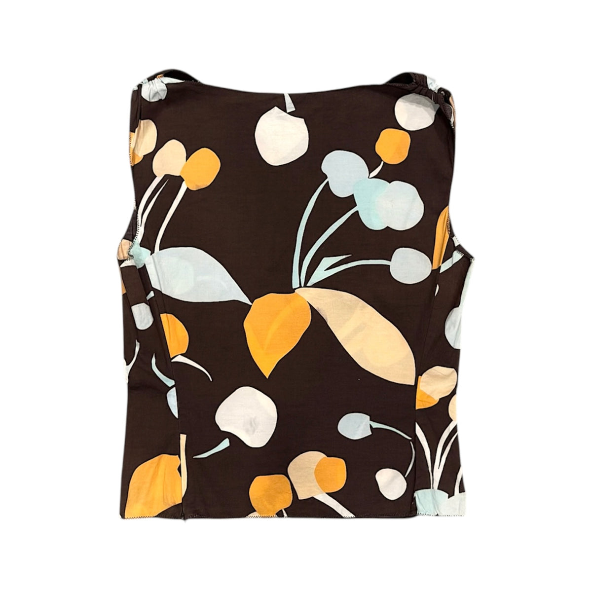 MIU MIU 2000S BROWN CHERRY PRINTS TOP