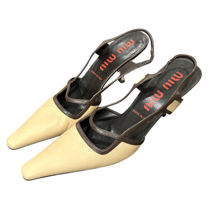 MIU MIU BEDIGE KITTEN HEELS